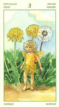 ֮ - The Spirit Of Flowers Tarot - Ǯ - Three Of Pentacles