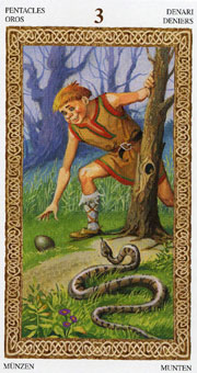 ³ - Tarot of Druids - Ǯ - Three Of Pentacles