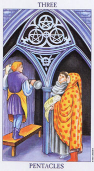 ΰ - Radiant Rider-Waite Tarot - Ǯ - Three Of Pentacles