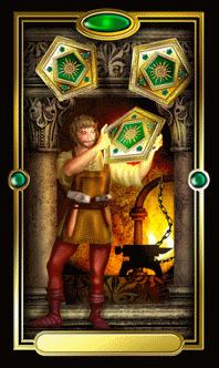 Ѥ - Gilded Tarot - Ǯ - Three Of Pentacles