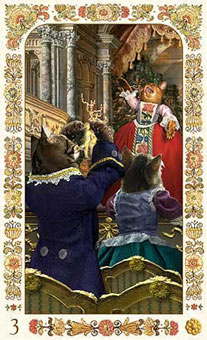 ˲è - Baroque Bohemian Cats Tarot - Ǯ - Three Of Pentacles