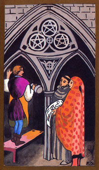 ɫΰ - Golden Rider Tarot - Ǯ - Three Of Pentacles