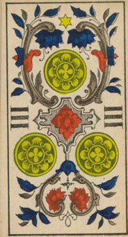 1JJʿ1870 - 1JJ Swiss Tarot 1870 - Ǯ - Three Of Pentacles