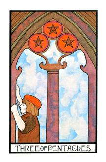 ̫ʱ - Aquarian Tarot - Ǯ - Three Of Pentacles