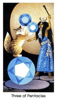 è - Cat People Tarot - Ǯ - Three Of Pentacles