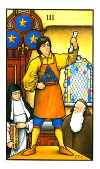 ŵ - Connolly Tarot - Ǯ - Three Of Pentacles