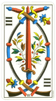 1JJʿ1974 - 1JJ Swiss Tarot 1974 -  - Three Of Swords