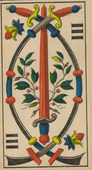 1JJʿ1870 - 1JJ Swiss Tarot 1870 -  - Three Of Swords