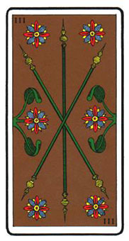 ˹ - Oswald Wirth Tarot - Ȩ - Three Of Wands