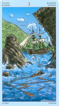  - Sea Rover Tarot - Ȩ - Three Of Wands