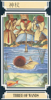  - Golden Dragon Tarot - Ȩ - Three Of Wands