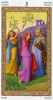 ³ - Tarot of Druids - Ȩ - Three Of Wands