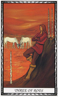  - Unicorn Tarot - Ȩ - Three Of Wands