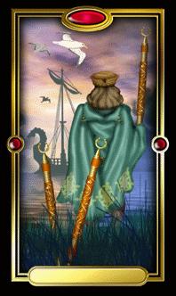 Ѥ - Gilded Tarot - Ȩ - Three Of Wands