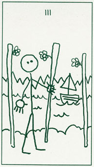  - Stick Figure Tarot - Ȩ - Three Of Wands