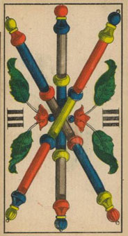 1JJʿ1870 - 1JJ Swiss Tarot 1870 - Ȩ - Three Of Wands