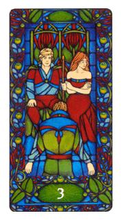  - Art Nouveau Tarot - Ȩ - Three Of Wands