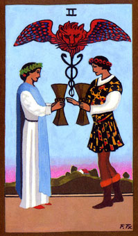 ɫΰ - Golden Rider Tarot - ʥ - Two Of Cups