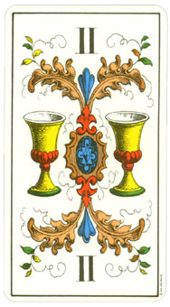 1JJʿ1974 - 1JJ Swiss Tarot 1974 - ʥ - Two Of Cups