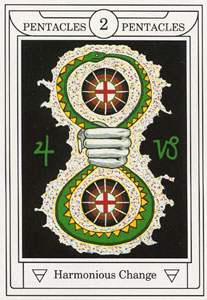 ƽ - Golden Dawn Magical Tarot - ǮҶ - Two Of Pentacles