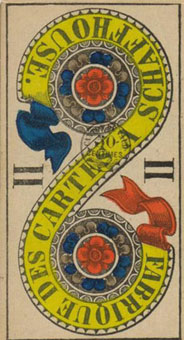 1JJʿ1870 - 1JJ Swiss Tarot 1870 - ǮҶ - Two Of Pentacles