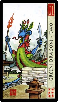 ˮ - Feng Shui Tarot - ǮҶ - Two Of Pentacles