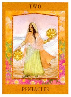 Ů - Goddess Tarot - ǮҶ - Two Of Pentacles