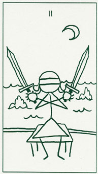  - Stick Figure Tarot -  - Two Of Swords