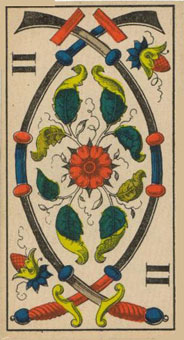 1JJʿ1870 - 1JJ Swiss Tarot 1870 -  - Two Of Swords