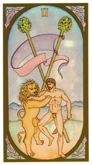 ո - Renaissance Tarot - Ȩȶ - Two Of Wands