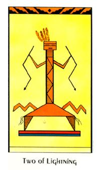 ʥ - Santa Fe Tarot - Ȩȶ - Two Of Wands