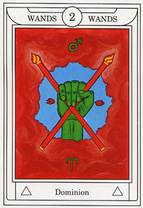 ƽ - Golden Dawn Magical Tarot - Ȩȶ - Two Of Wands