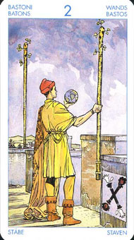 ʥ׳ΰ - Universal Waite Tarot - Ȩȶ - Two Of Wands