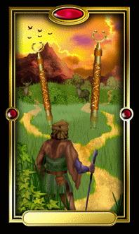 Ѥ - Gilded Tarot - Ȩȶ - Two Of Wands