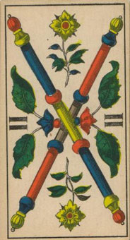 1JJʿ1870 - 1JJ Swiss Tarot 1870 - Ȩȶ - Two Of Wands