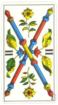 1JJʿ1974 - 1JJ Swiss Tarot 1974 - Ȩȶ - Two Of Wands