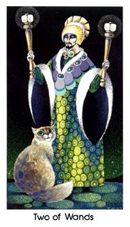 è - Cat People Tarot - Ȩȶ - Two Of Wands