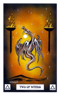  - Dragon Tarot - Ȩȶ - Two Of Wands