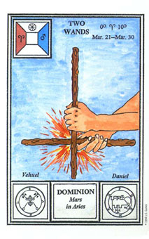 ħʽ - Tarot Of Ceremonial Magic - Ȩȶ - Two Of Wands