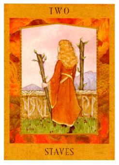 Ů - Goddess Tarot - Ȩȶ - Two Of Wands