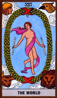 ɫΰ - Golden Rider Tarot -  - The World